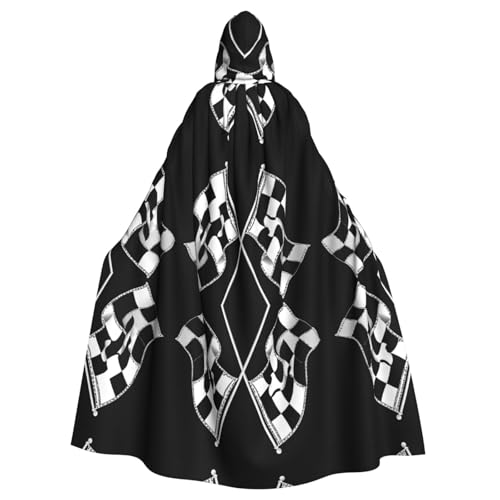 KFRXXZQB Schwarz-weißes Formel-Karoflaggen-Muster – Druck für Erwachsene, Halloween-Umhang – verstellbarer Kapuzenumhang für Partys, Gothic-Events und Festivals, maschinenwaschbar KFRXXZQB Schwarz-weißes Formel-Karoflaggen-Muster – Druck für Erwachsene, Halloween-Umhang – verstellbarer Kapuzenumhang für Partys, Gothic-Events und Festivals, maschinenwaschbar von KFRXXZQB
