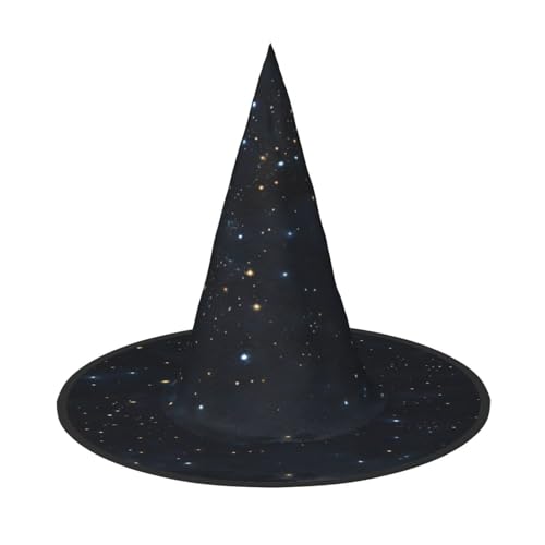 KFRXXZQB Schwarzer Glitzer-Druck, volle Abdeckung, Halloween-Hut – verstaubare Hexen-Kopfbedeckung für Festivals, Larp und Partys, 2 Stück von KFRXXZQB