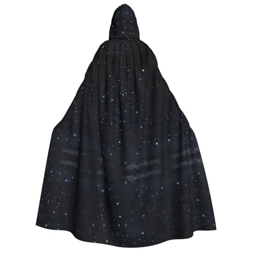 KFRXXZQB Schwarzer Glitzer-Umhang für Erwachsene, Halloween-Umhang mit Kapuze, vollständiger Druck, Gothic-Umhang für Festivals, Larp-Events und Motto-Partys, mit maschinenwaschbarem Stoff von KFRXXZQB
