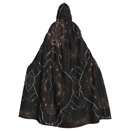 KFRXXZQB Schwarzer rotgoldener Marmor-Aufdruck, Halloween-Umhang für Erwachsene, verstellbarer Kapuzenumhang für Partys, Gothic-Events und Festivals, maschinenwaschbar von KFRXXZQB