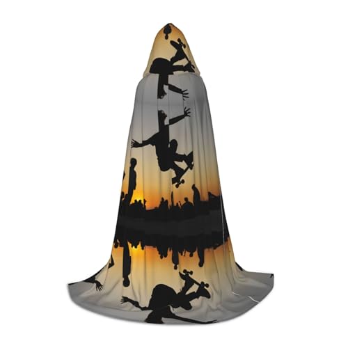 KFRXXZQB Skateboard-Aufdruck, Kapuzenumhang für Jugendliche, verstellbar, bedruckt, für Halloween, Veranstaltungen, Schultheater und Kostüme, Größe S von KFRXXZQB