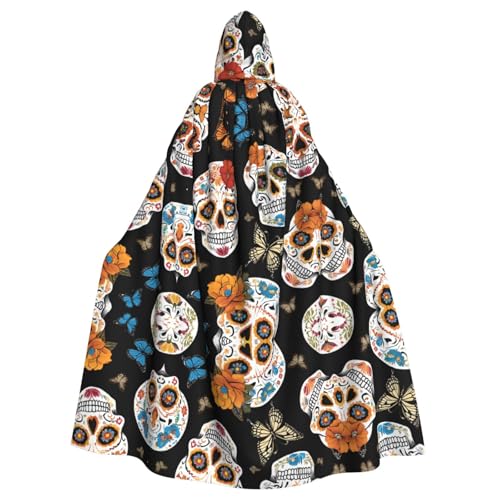 KFRXXZQB Sugar Skulls – Halloween-Umhang für Erwachsene – verstellbarer Kapuzenumhang für Partys, Gothic-Events und Festivals, maschinenwaschbar KFRXXZQB Sugar Skulls – Halloween-Umhang für Erwachsene – verstellbarer Kapuzenumhang für Partys, Gothic-Events und Festivals, maschinenwaschbar von KFRXXZQB