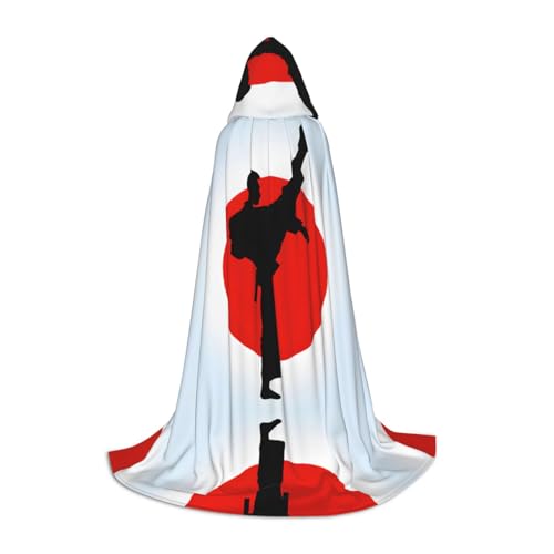 KFRXXZQB Taekwondo-Design, bedruckter Jugendumhang mit Kapuze – verstellbarer bedruckter Umhang für Halloween-Events, Schultheater und Kostüme, Größe M von KFRXXZQB