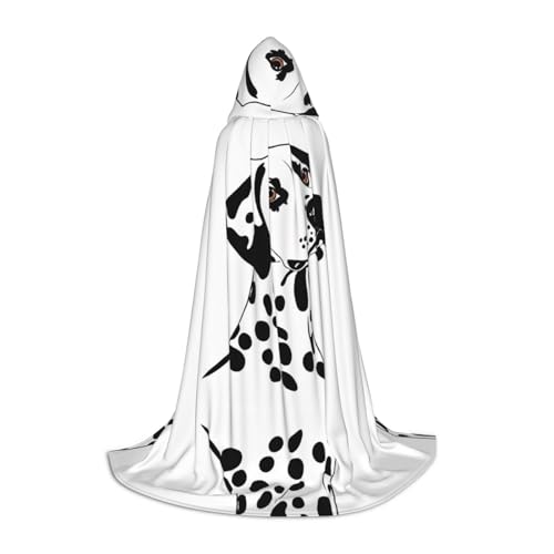 KFRXXZQB Umhang mit Kapuze und Dalmatiner-Druck, verstellbar, bedruckt, für Halloween, Schultheater und Kostüme, Größe S von KFRXXZQB