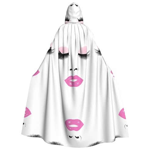 KFRXXZQB Wimper Lip White – Print Erwachsene Halloween Umhang mit Kapuze – Volldruck Gothic Cape für Festivals, Larp-Events & Motto-Partys mit maschinenwaschbarem Stoff von KFRXXZQB