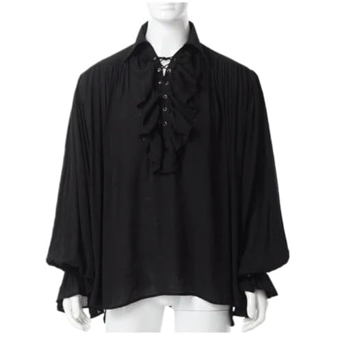 Kostüm Mittelalter,Medieval Dress Herrenhemd Mittelalter Rüschen Schnürung VintageTops(5X-Large) von KFXYSM
