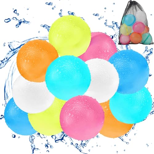 12 Stück Wiederverwendbare Wasserbomben mit Netzbeutel, Umweltfreundliche Wasserballons Set für Pool, Strand & Garten 12 Stück Wiederverwendbare Wasserbomben mit Netzbeutel, Umweltfreundliche Wasserballons Set für Pool, Strand & Garten von KGC