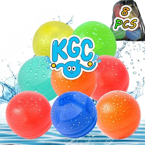 8 Stück Wasserbomben Wiederverwendbar, Silikon Wasserbomben Wasserballons Wiederverwendbar Mit 1 Mesh Bag, Reusable Water Balloons, Befüllbare Wasserbomben Mehrweg, Wasser Spielzeuge von KGC