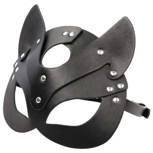 KGDUYC Masken für Erwachsene,Catwoman-Maske, schwarze Ledermaske, schwarze Halbgesichtsmaske, geeignete Karnevalsparty-Cosplay-Maske. von KGDUYC