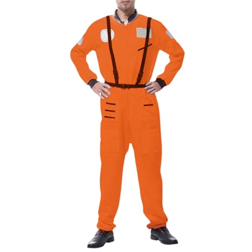 KGLHTYU Astronaut Kostüm Herren Damen: Glänzend Metallic Spaceman Weltall Weltraum Kostüm Faschingskostüme Cosplay Xxl Karneval Verkleidung Overall Jumpsuit Langarm Paar Kostüm Silber Space Kostüm von KGLHTYU