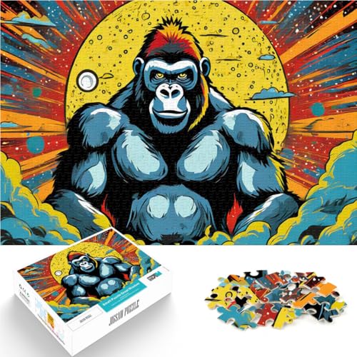 1000-Teile-Puzzle für Erwachsene “Abstraktes Gorilla-Porträt” Aus Holz，für 14+ Geschenke zur Heimdekoration Wichtelgeschenke。Größe：50x75cm/19.6x29.5Zoll von KGUHVFTK