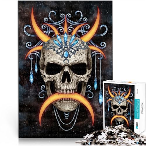 1000-Teile-Puzzle für Erwachsene “Dunkler Mondschädel” Aus Karton，ab 14 Jahren Lernspielzeug Tolles Geschenk。Größe：26x38cm/10.2x14.9Zoll von KGUHVFTK