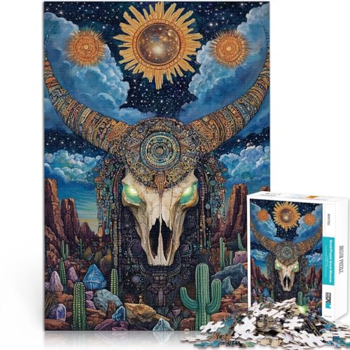 1000-Teile-Puzzle für Erwachsene “Farbiger Totenkopf” Aus Holz，für 14+ Herausforderndes Spiel Weihnachts- und Geburtstagsgeschenke。Größe：50x75cm/19.6x29.5Zoll von KGUHVFTK