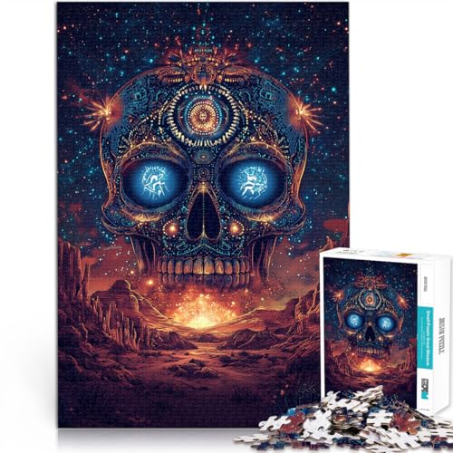 1000-Teile-Puzzle für Erwachsene “Farbiger Totenkopf” Aus Karton，ab 14 Jahren Denksportaufgabe-Spiel Weihnachtsgeburtstagsgeschenk。Größe：26x38cm/10.2x14.9Zoll von KGUHVFTK