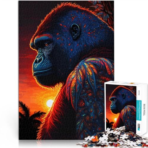 1000-Teile-Puzzle für Erwachsene “Gorilla-Kunststil” Aus Holz，ab 14 Jahren Anspruchsvolles Spiel und Familienspiel Wanddekoration Einzigartige Geschenke zum Geburtstag und zu Weihnachten。 von KGUHVFTK