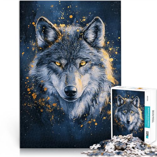 1000-Teile-Puzzle für Erwachsene “Im Dunkeln Wolf” Aus Holz，Geeignet für Kinder ab 14 Jahren Pädagogisches Spielzeug zum Lernen Wunschliste mit dem Weihnachtsmann。Größe：50x75cm/19.6x29.5Zoll von KGUHVFTK