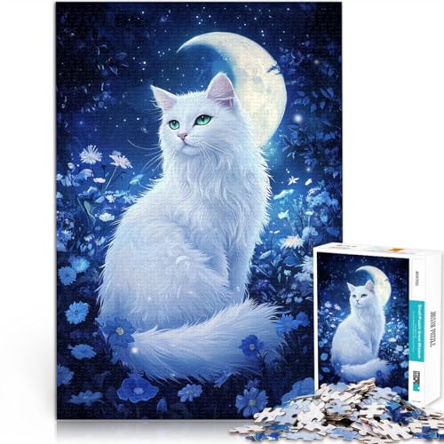 1000-Teile-Puzzle für Erwachsene “Katze und Blume Neon” Aus Holz，ab 14 Jahren Perfekte Dekoration Wanddekoration Einzigartige Geschenke zum Geburtstag und zu Weihnachten。Größe：50x75cm von KGUHVFTK