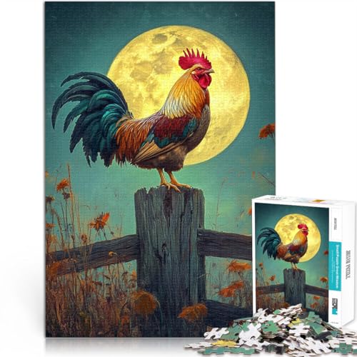1000-Teile-Puzzle für Erwachsene “Mond Hahn” Aus Holz，für und ab 14 Jahren Heimdekoration Geeignet 。Größe：50x75cm/19.6x29.5Zoll von KGUHVFTK