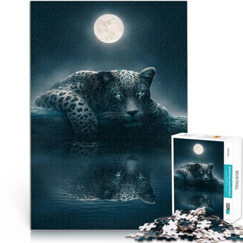 1000-Teile-Puzzle für Erwachsene und Jugendliche “Jaguar im Mondlicht” Aus Karton，für Kinder ab 14 Jahren Schwierig und herausfordernd Lernspiel zum Geburtstag und Weihnachten。Größe：38x52cm von KGUHVFTK