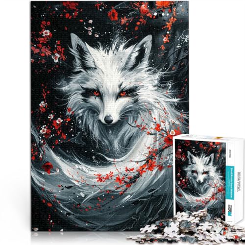 1000-Teile-Puzzle für Erwachsene “weißer Kitsune-Fuchs” Aus Holz，ab 14 Jahren Lernspielzeug Künstlersammlung, Bildende Kunst。Größe：50x75cm/19.6x29.5Zoll von KGUHVFTK