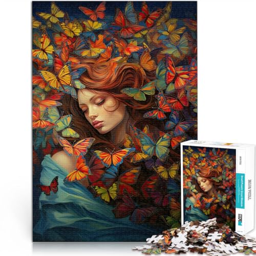 1000-Teile-Puzzle für Teenager “ Frau Schmetterling” Aus Holz，ab 14 Jahren Lernspiel Künstlersammlung, Bildende Kunst。Größe：50x75cm/19.6x29.5Zoll von KGUHVFTK