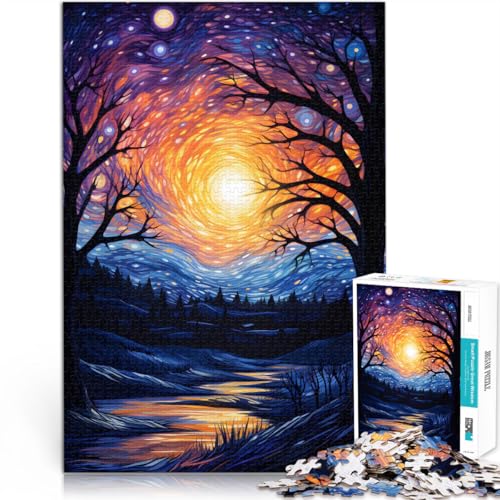 1000-Teile-Puzzle für Teenager “Tanzende Nachtstars” Aus Holz，ab 14 Jahren Perfekte Dekoration Geschenkspielzeug。Größe：50x75cm/19.6x29.5Zoll von KGUHVFTK