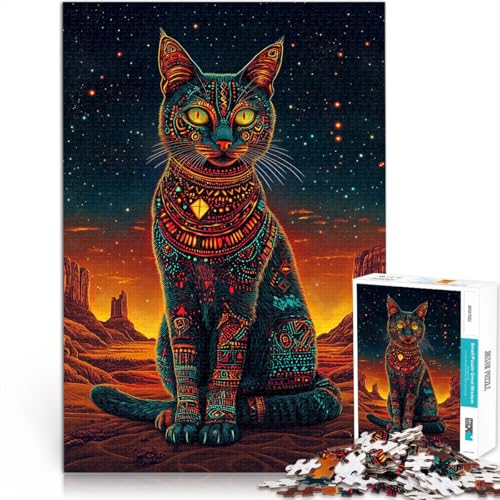1000-Teile-Puzzles für Erwachsene “Farbe Katze” Aus Holz，Geeignet für Personen ab 14 Jahren Spielzeug Lernspiele Antistress Lustiges Geschenk für die ganze Familie。Größe：50x75cm/19.6x29.5Zoll von KGUHVFTK