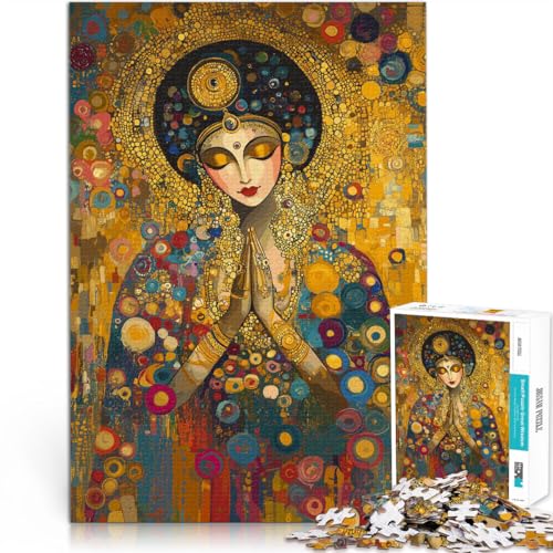 1000 Teile Puzzles für Erwachsene Puzzles Geschenke “Goldene Frau im Gebet” Aus Karton，für 14+ lustige Spiele für Familien 。Größe：38x52cm/14.9x20.4Zoll von KGUHVFTK