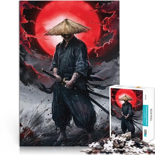 1000 Teile für Geschenke für Erwachsene “Roter Mond Samurai” Aus Karton，für 14+ Spielzeug für die ganze Familie Wichtelgeschenke。Größe：26x38cm/10.2x14.9Zoll von KGUHVFTK