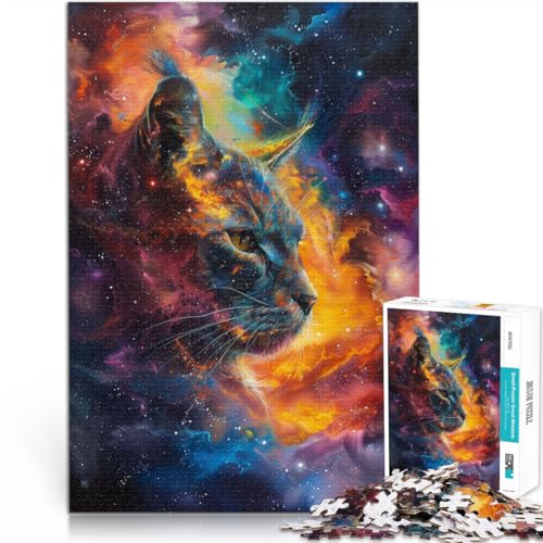 1000-teilige Puzzles für Erwachsene “Kosmische Katzenträume” Aus Karton，ab 14 Jahren Präzisionsschneiden Einzigartige Wohndekorationen und Geschenke。Größe：26x38cm/10.2x14.9Zoll von KGUHVFTK