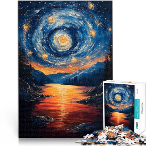 1000-teilige Puzzles für Erwachsene “Kosmischer Sonnenuntergang” Aus Holz，ab 14 Jahren DIY-Lernspiele Einzigartige Wohndekorationen und Geschenke。Größe：50x75cm/19.6x29.5Zoll von KGUHVFTK