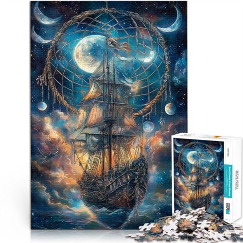 1000-teilige Puzzles für Erwachsene und Jugendliche “Piratenschiff unter den Sternen” Aus Karton，ab 14 Jahren Lernspiel Spiele Spielzeug Geschenk。Größe：38x52cm/14.9x20.4Zoll von KGUHVFTK
