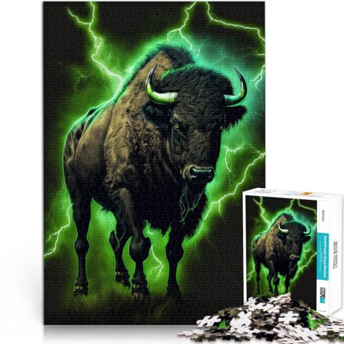 1000-teiliges Puzzle für Erwachsene “Büffel Tier” Aus Holz，für Kinder ab 14 Jahren Trainieren Sie Ihr Gehirn und Ihre Hände Geschenkideen。Größe：50x75cm/19.6x29.5Zoll von KGUHVFTK