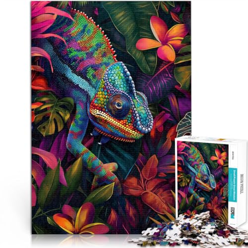 1000-teiliges Puzzle für Erwachsene “Chamäleons Tropisches Versteck” Aus Karton，für 14+ DIY-Lernspiele Schwierige Harte Geschenke für Frauen Männer。Größe：38x52cm/14.9x20.4Zoll von KGUHVFTK
