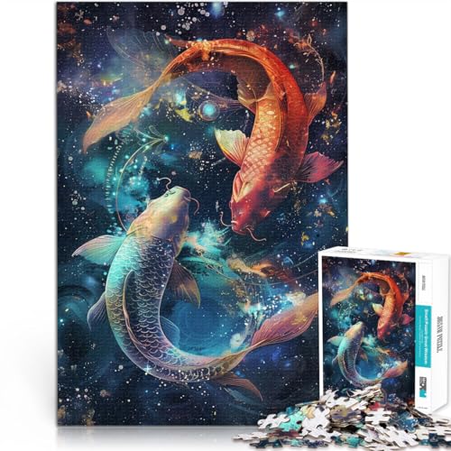1000-teiliges Puzzle für Erwachsene “Fische” Aus Holz，Geeignet für Personen ab 14 Jahren Eltern-Kind-Interaktion Geschenke zum 。Größe：50x75cm/19.6x29.5Zoll von KGUHVFTK