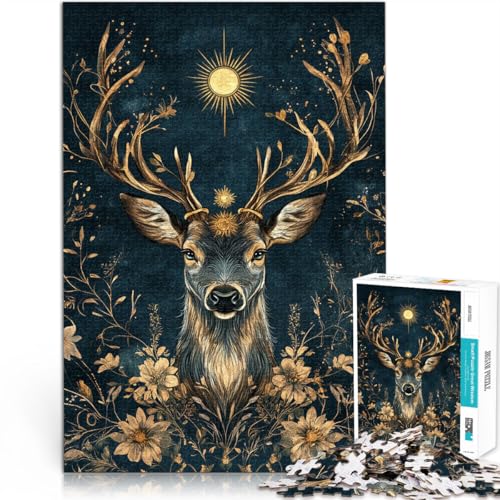 1000-teiliges Puzzle für Erwachsene “Goldenes Hirschporträt” Aus Karton,ab 14 Jahren Lernspiel Tolles Geschenk。Größe:38x52cm/14.9x20.4Zoll 1000-teiliges Puzzle für Erwachsene “Goldenes Hirschporträt” Aus Karton,ab 14 Jahren Lernspiel Tolles Geschenk。Größe:38x52cm/14.9x20.4Zoll von KGUHVFTK