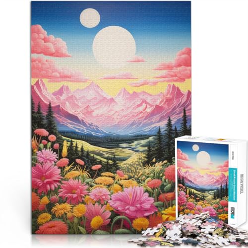 1000-teiliges Puzzle für Erwachsene “ Sommerberge Kunst” Aus Holz，für 14+ Entspannungsspiele Einzigartige Geburtstags Größe：50x75cm/19.6x29.5Zoll von KGUHVFTK