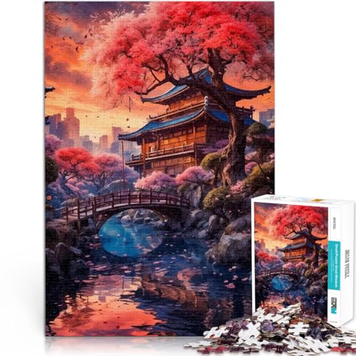 1000-teiliges Puzzle für Erwachsene “japanische Mondlandschaft” Aus Holz，für und ab 14 Jahren Lernspielzeug für die ganze Familie Weihnachtsspiel Geschenke。Größe：50x75cm/19.6x29.5Zoll von KGUHVFTK