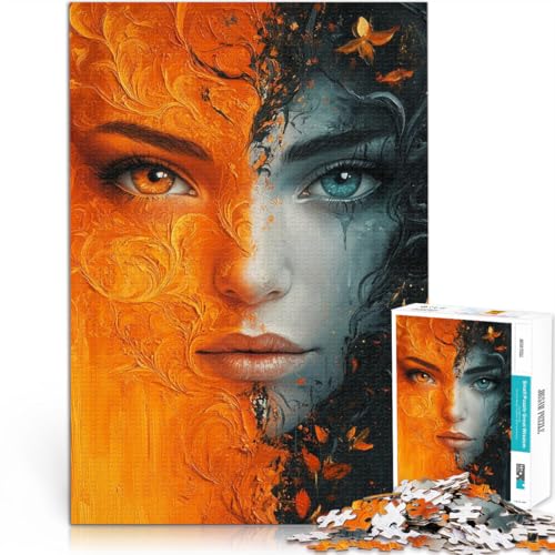 1000-teiliges Puzzle für Erwachsene und Jugendliche “Duales Naturporträt” Aus Karton，ab 14 Jahren Startseite Lernspiele DIY Spielzeug Weihnachtsgeburtstagsgeschenk。Größe：26x38cm/10.2x14.9Zoll von KGUHVFTK