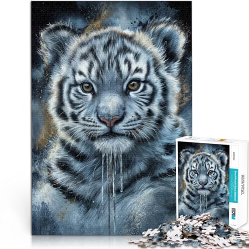 2000 Teile Puzzle Geschenke “Porträt eines weißen Tigerjungen” für 14+ Jedes Stück ist EIN Unikat – Lustiges und herausforderndes Spiel für die ganze Familie 。 von KGUHVFTK