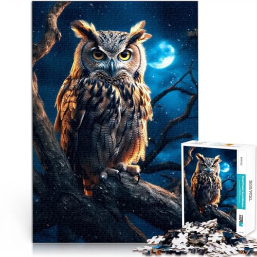 2000-Teile-Puzzle für Erwachsene “Eule im Wald in der Nacht” Aus Karton，ab 14 Jahren Intellektuelles Dekompressions-Lernspielzeug 。Größe：70x100cm/27.5x39.3Zoll von KGUHVFTK
