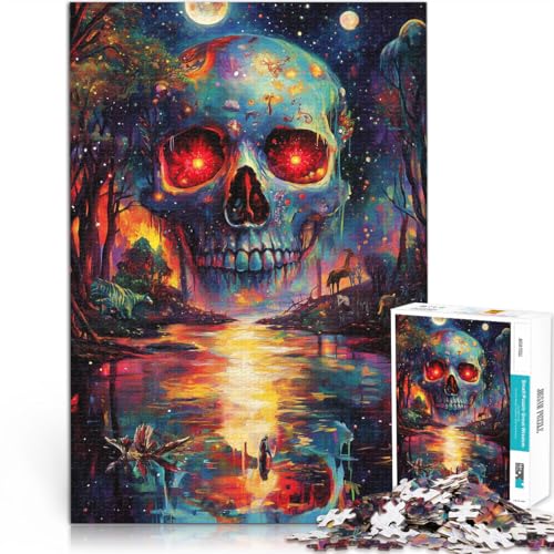 2000-Teile-Puzzle für Erwachsene “Totenkopf mit leuchtenden Augen” Aus Karton，Geeignet für Personen ab 14 Jahren Wohnkunstdekor Geschenke zum 。Größe：70x100cm von KGUHVFTK