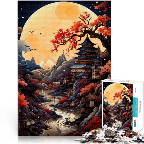 2000-Teile-Puzzle für Erwachsene “japanische Mondlandschaft” Aus Karton，für Kinder ab 14 Jahren Stressabbau-Spielzeug Weihnachtsgeburtstagsgeschenk。Größe：70x100cm/27.5x39.3Zoll von KGUHVFTK