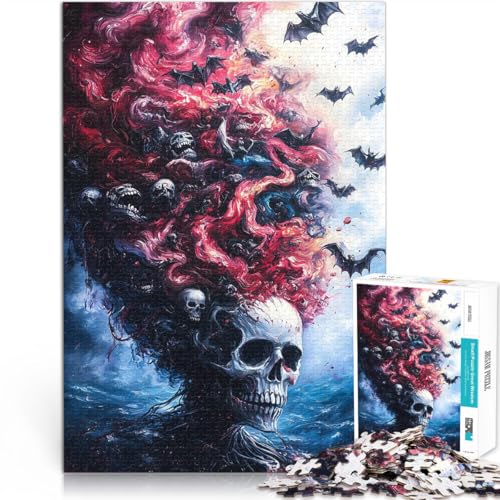 2000-teilige Puzzles für Erwachsene “Totenkopf mit Fledermäusen und Blut” Aus Karton，ab 14 Jahren Schönes DesignspielSchönes Designspiel Einzigartige Geburtstags von KGUHVFTK