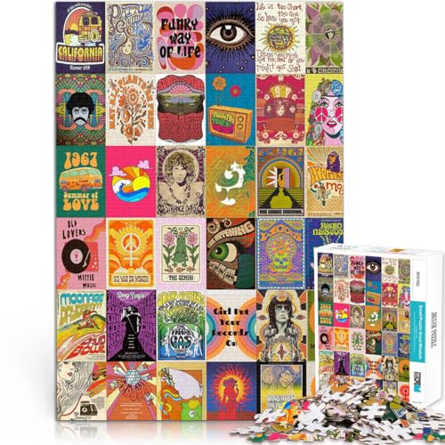 2000-teiliges Puzzle für Erwachsene “Hippie-Patchwork-Kunst” Aus Karton，ab 14 Jahren lustige Spiele für die ganze Familie Lernspiel zum Geburtstag und Weihnachten。Größe：70x100cm/27.5x39.3Zoll von KGUHVFTK