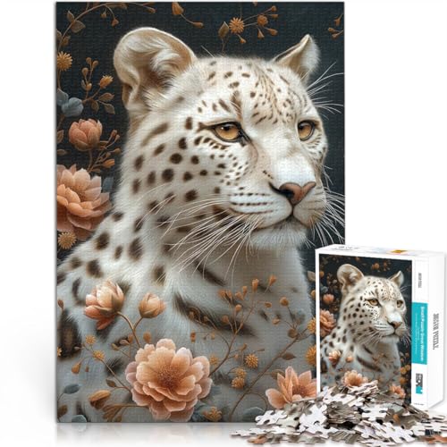 Präzisionsgeschnittenes 1000-teiliges Puzzle “Der weiße Leopard” Aus Karton，für 14+ Schönes DesignspielSchönes Designspiel Tolle Geschenke und Spielzeuge。Größe：26x38cm/10.2x14.9Zoll von KGUHVFTK