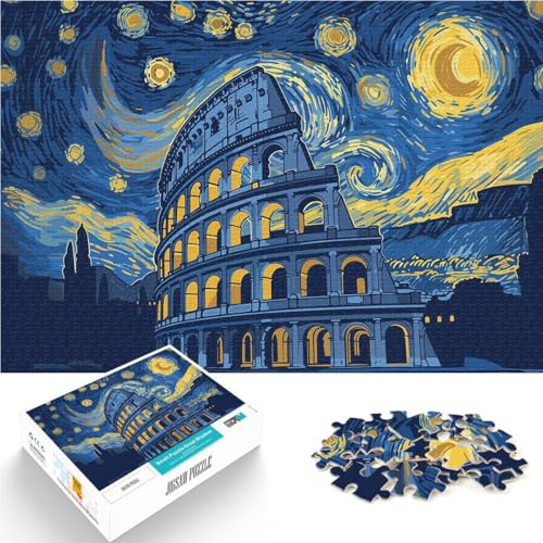 Präzisionsgeschnittenes 1000-teiliges Puzzle “Kolosseum Sternennacht Kunst” Aus Karton，ab 14 Jahren Dekomprimierendes intellektuelles Lernspielzeug Einzigartige Geburtstags von KGUHVFTK