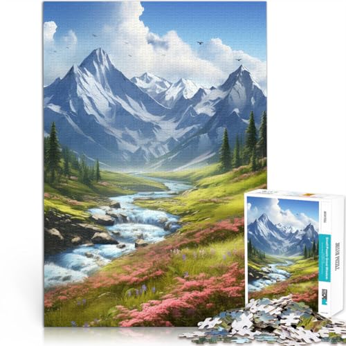 Präzisionsgeschnittenes 1000-teiliges Puzzle “ Sommerberge Kunst” Aus Holz，ab 14 Jahren Lernspiele für Erwachsene und Jugendliche Geschenke für Freunde und Familie。Größe：50x75cm/19.6x29.5Zoll von KGUHVFTK