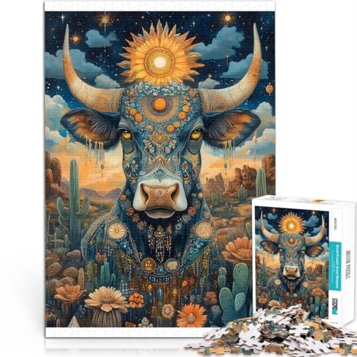 Puzzle 1000 Teile Erwachsene “Farbige Kuh” Aus Karton，Geeignet für Personen ab 14 Jahren Pädagogisches Spielzeug zum Lernen Wunschliste mit dem Weihnachtsmann。Größe：26x38cm/10.2x14.9Zoll von KGUHVFTK