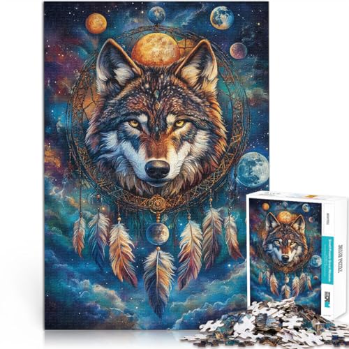 Puzzle 1000 Teile Erwachsene “Gemalter Kunstwolf” Aus Karton，für 14+ Lernspiele für Erwachsene und Jugendliche Geburtstagsgeschenk。Größe：38x52cm/14.9x20.4Zoll von KGUHVFTK